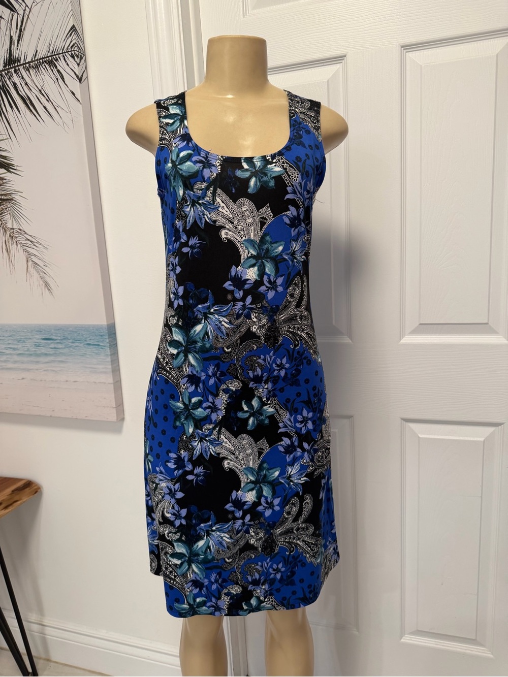 Blue Floral Sleeveless Shift Dress - Brand